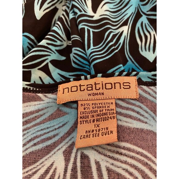 Notations Blouse Womens Plus Size XL Top  Short Sleeve w/ Lacey V Neck - Picture 8 of 8